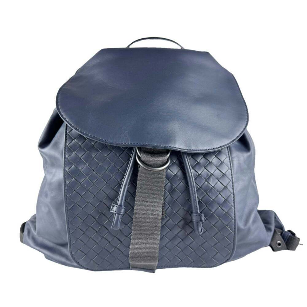 BOTTEGA VENETA Blue Leather Intrecciato Backpack